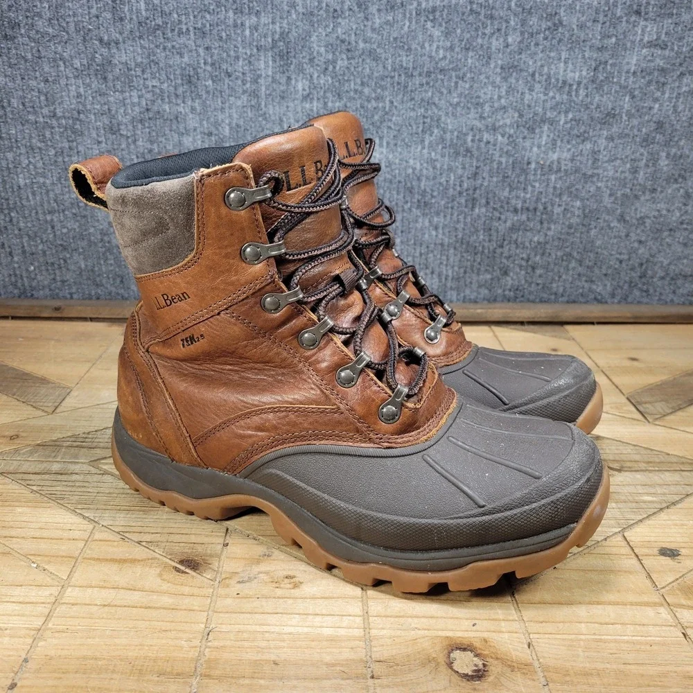 L.L. Bean Storm Chaser 5 Mens 8.5 M Duck Boots Brown Leather Primaloft Tek 2.5